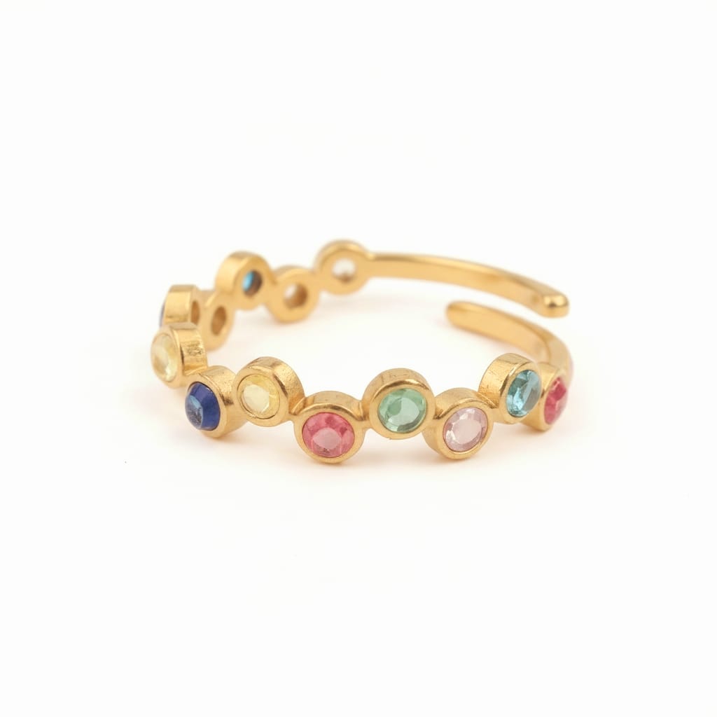 Bague HALO multicolore - doré