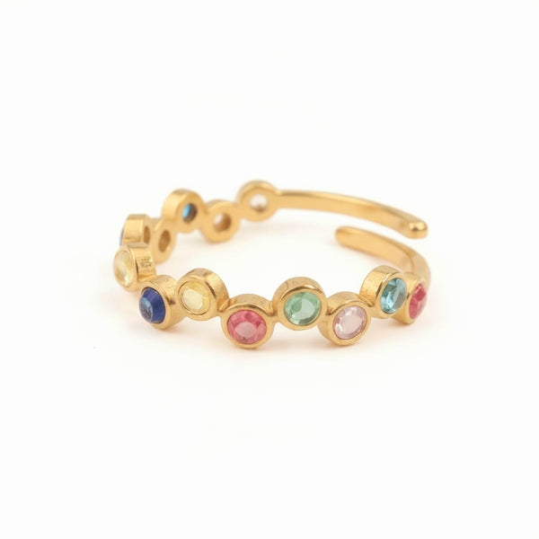 Bague HALO multicolore - doré
