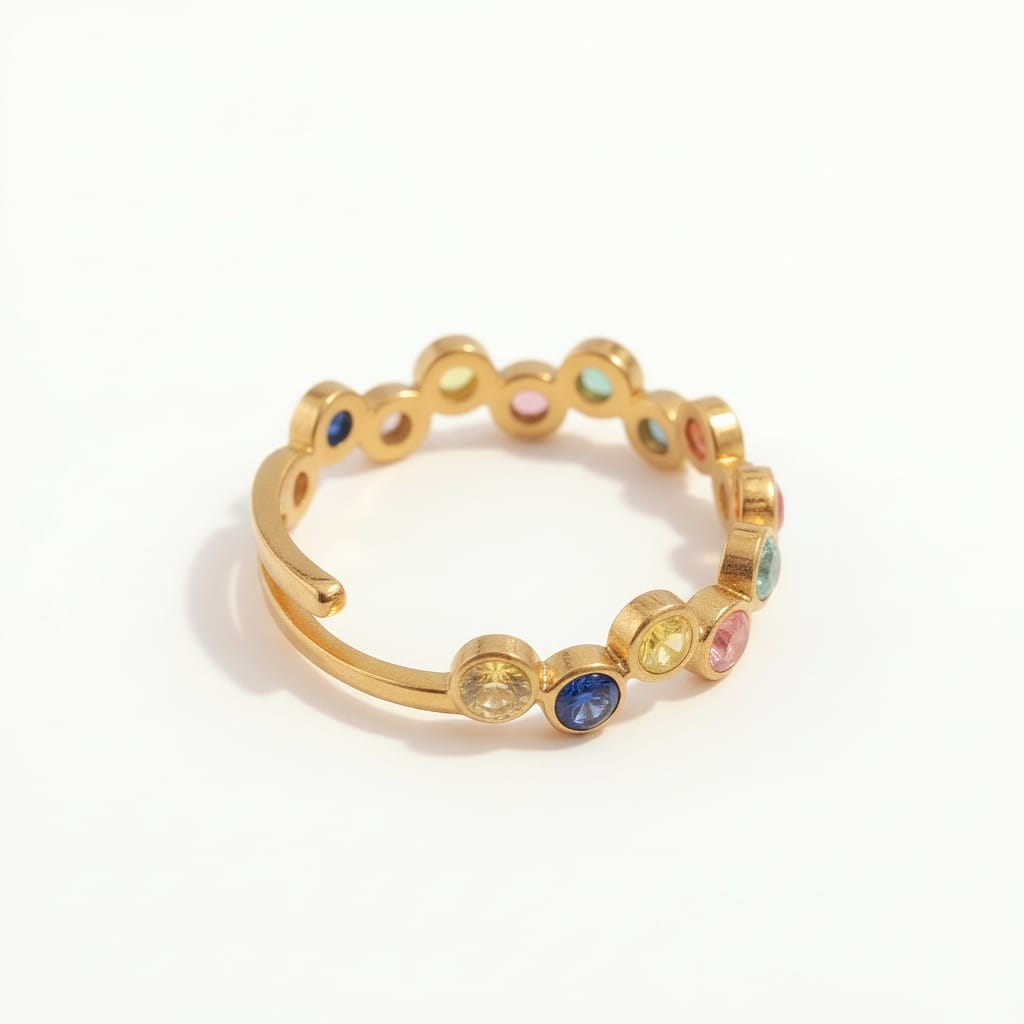 Bague HALO multicolore - doré
