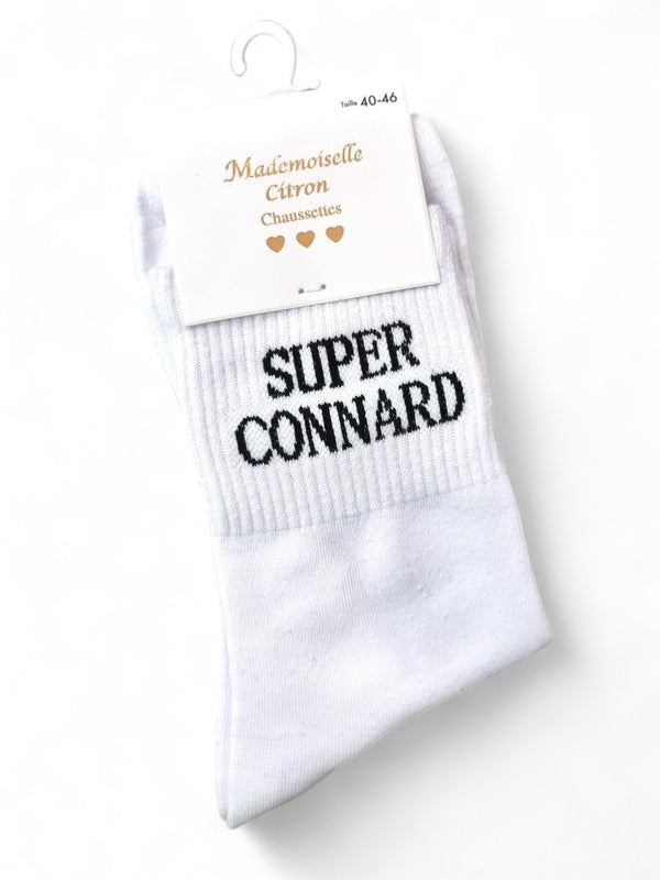Chaussettes HOMMES à message SUPER CONNARD| Couleur aléatoire