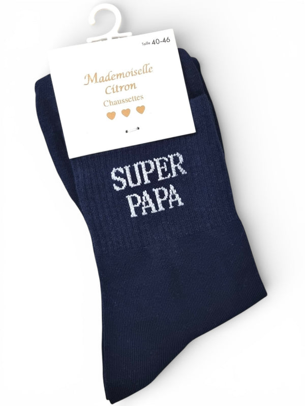 Chaussettes HOMMES à message SUPER PAPA| Couleur aléatoire