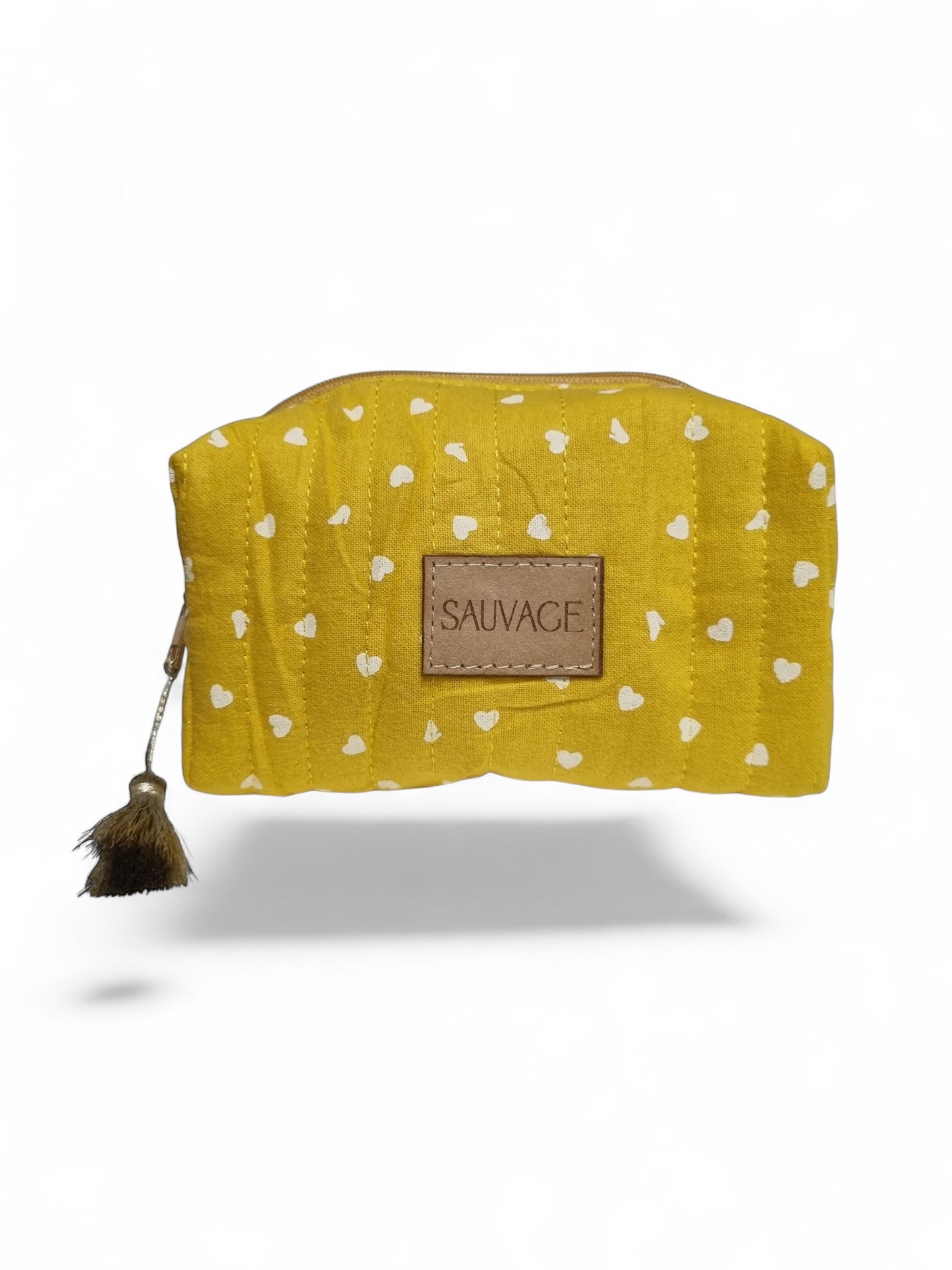 Trousse SAUVAGE imprimé cœurs | Jaune