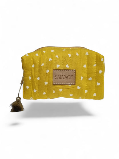 Trousse SAUVAGE imprimé cœurs | Jaune