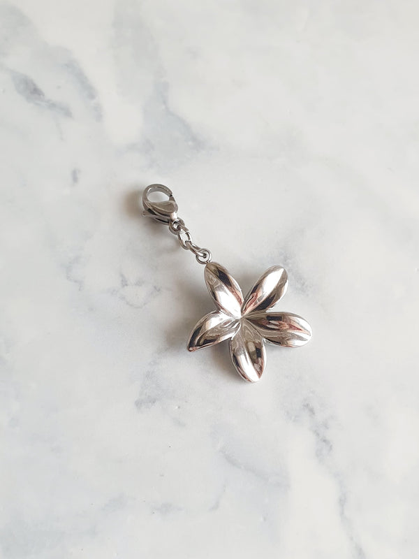 Charm fleur hibiscus - argenté