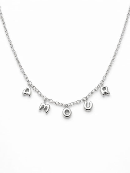 Collier lettres bubble Amour - argenté