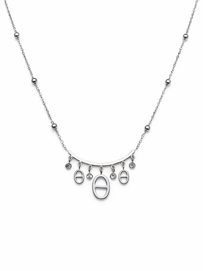 Collier pluie de mailles marines et strass - argenté