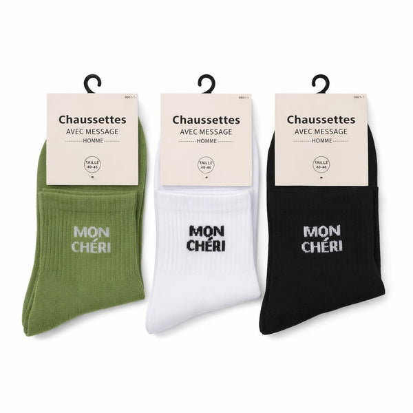 Chaussettes HOMMES à message MON CHÉRI | Couleur aléatoire