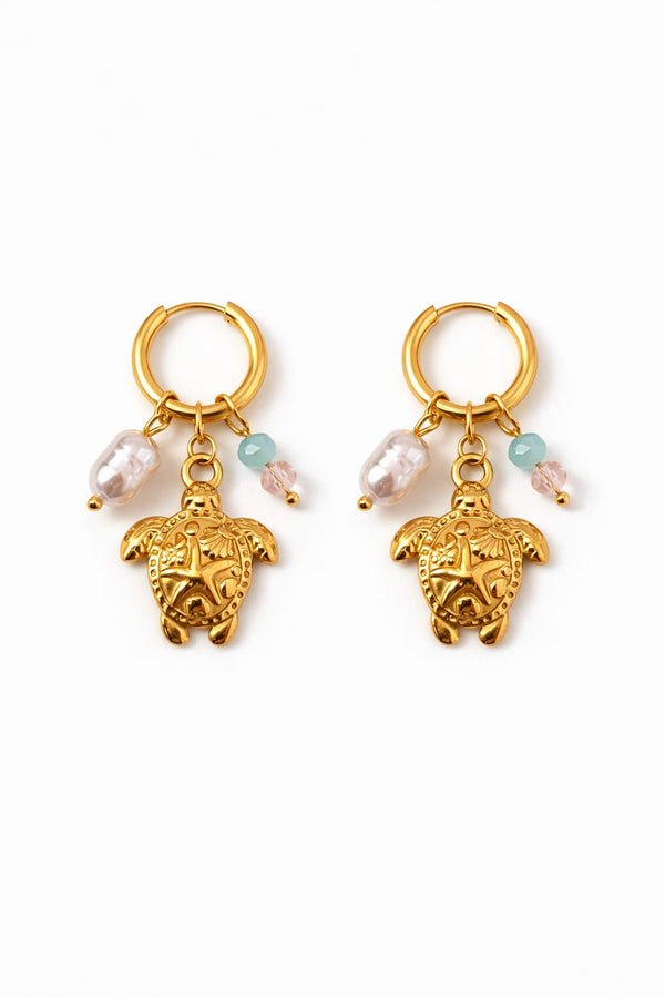 Boucles d’oreilles tortue & perles
