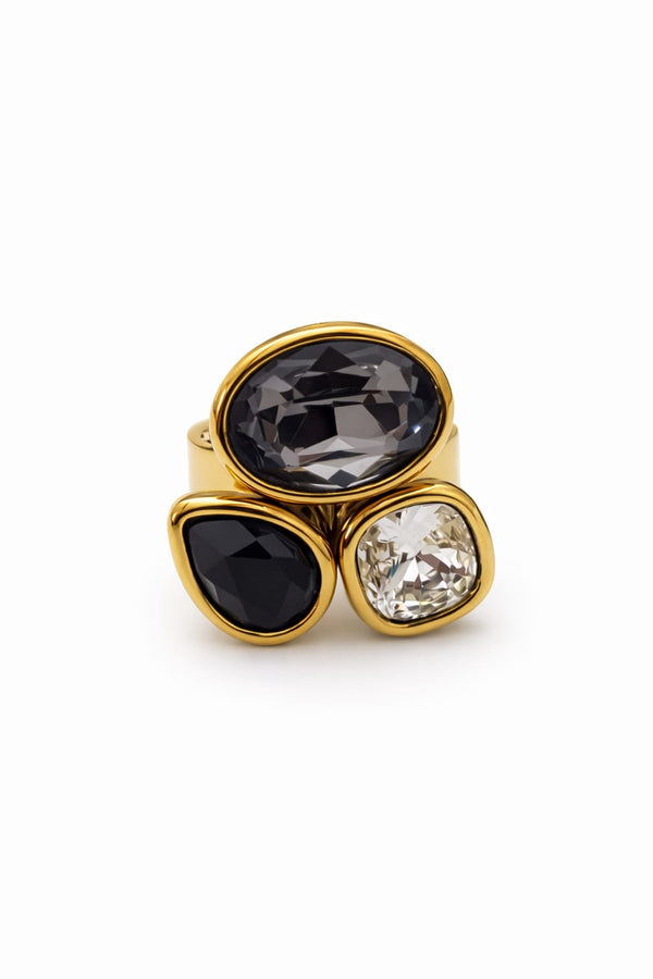 Bague 3 cristaux  ÉVIDENCE - doré