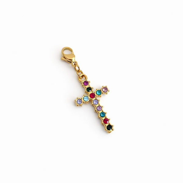 Charm croix multicolore - doré