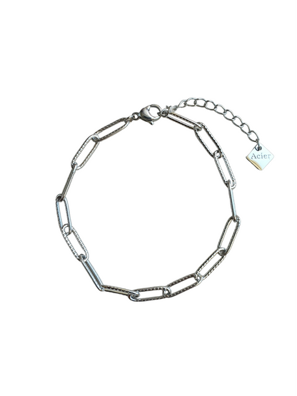 Bracelet maillons striés - argenté