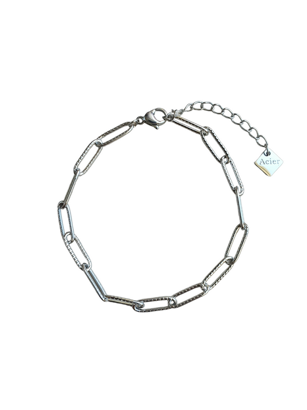 Bracelet maillons striés - argenté
