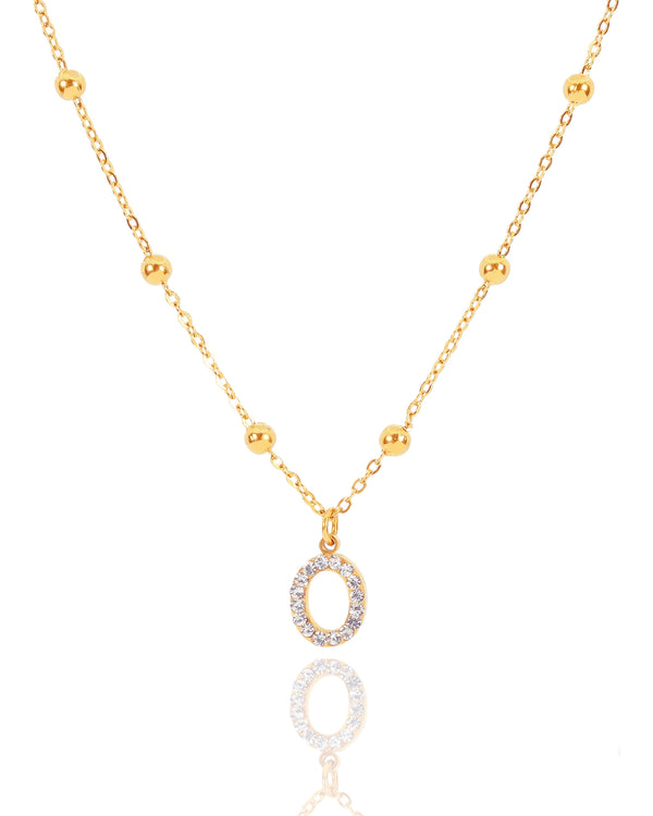 Collier petites perles initiale - doré