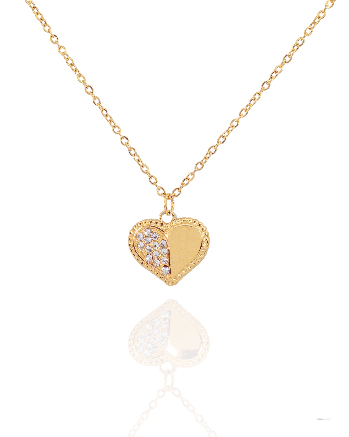 Collier coeur zircons - doré