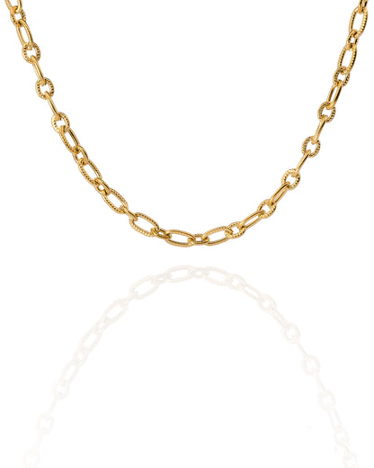 Chaîne petits maillons striés (à personnaliser) - doré