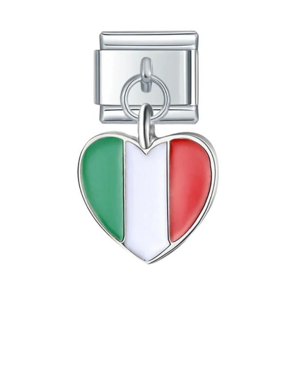 Charm italien breloque DRAPEAU COEUR ITALIEN