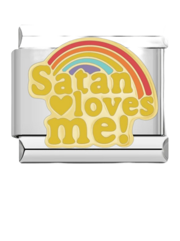 Charm italien SATAN LOVES ME argenté