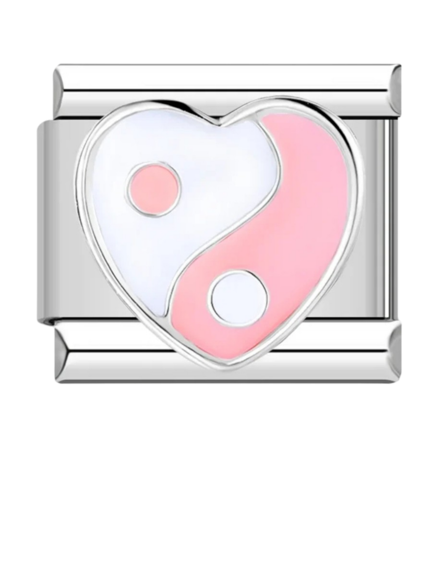 Charm italien coeur rose Ying & Yang