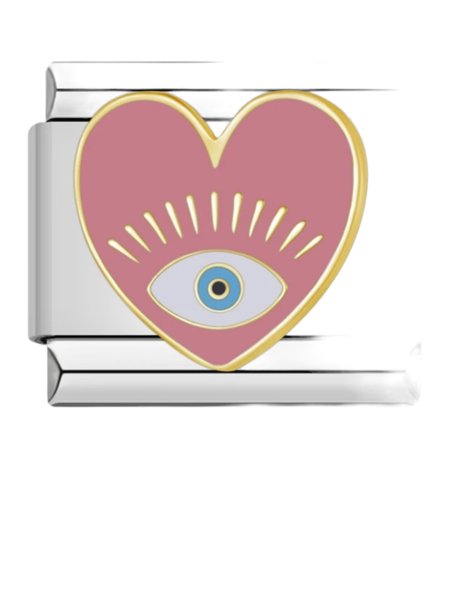 Charm italien oeil coeur rose