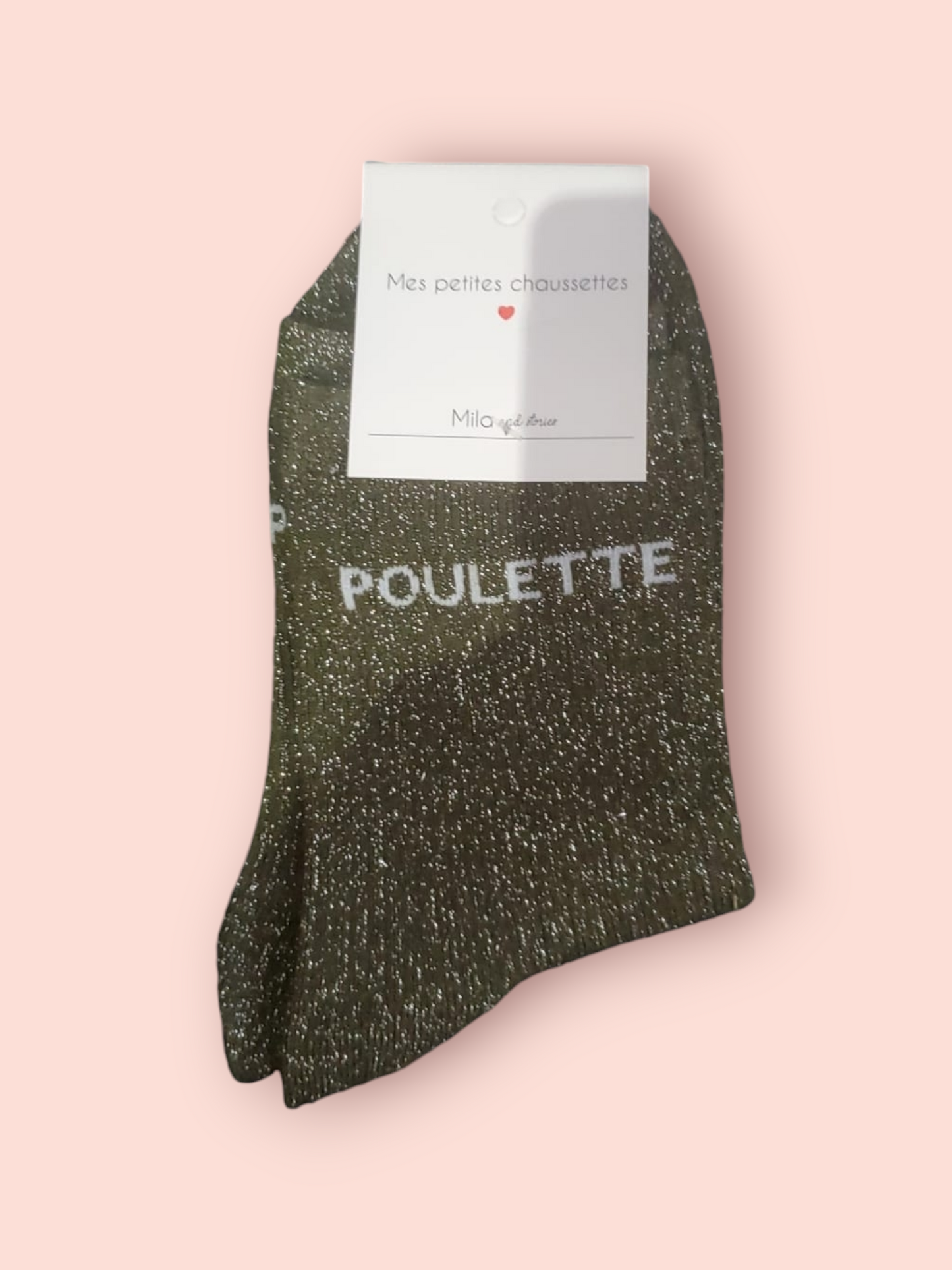 Chaussettes pailletées à message POULETTE | Couleur aléatoire