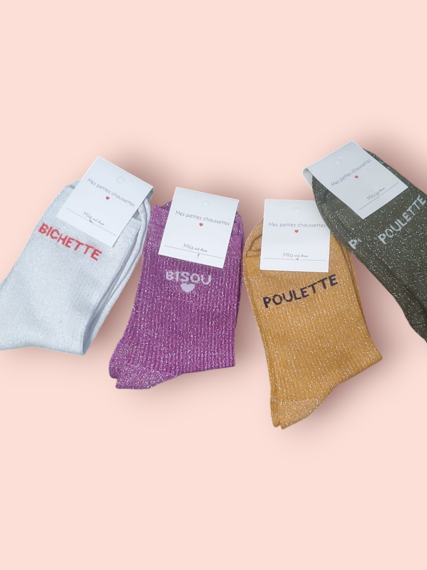 Chaussettes pailletées à message BICHETTE | Couleur aléatoire