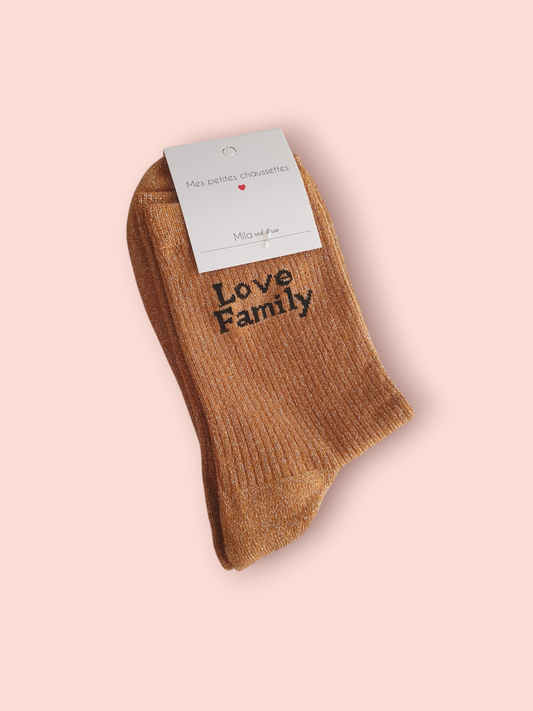 Chaussettes pailletées à message LOVE FAMILY | Couleur aléatoire