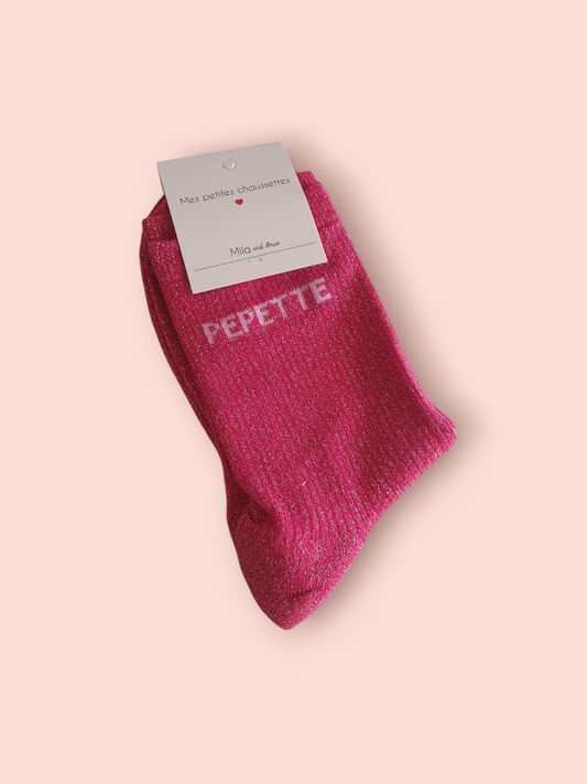 Chaussettes pailletées à message PEPETTE | Couleur aléatoire