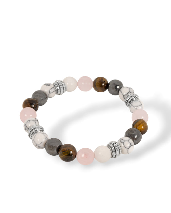 Bracelet élastique perles en pierres naturelles - doré