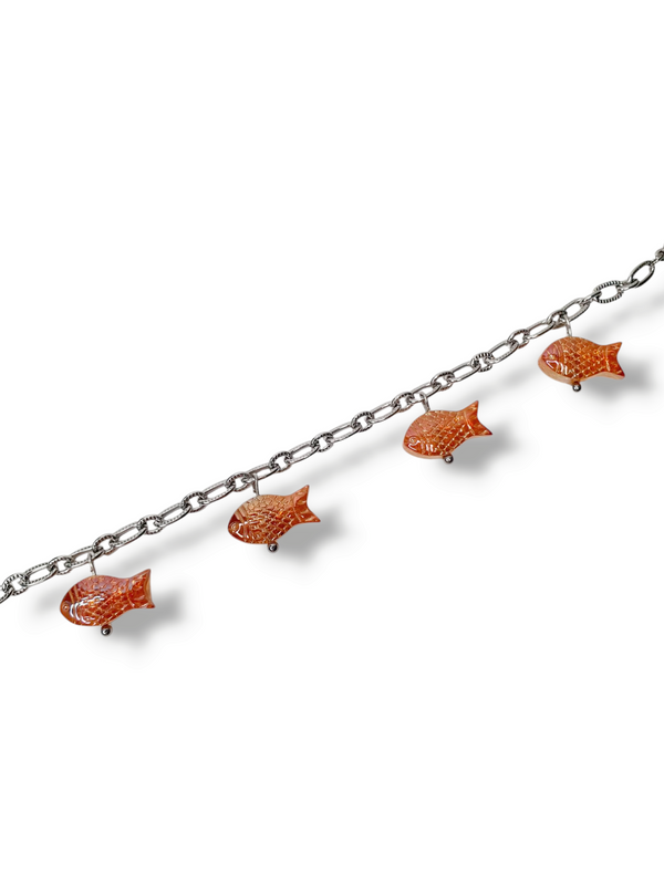 Bracelet breloques poissons - argenté