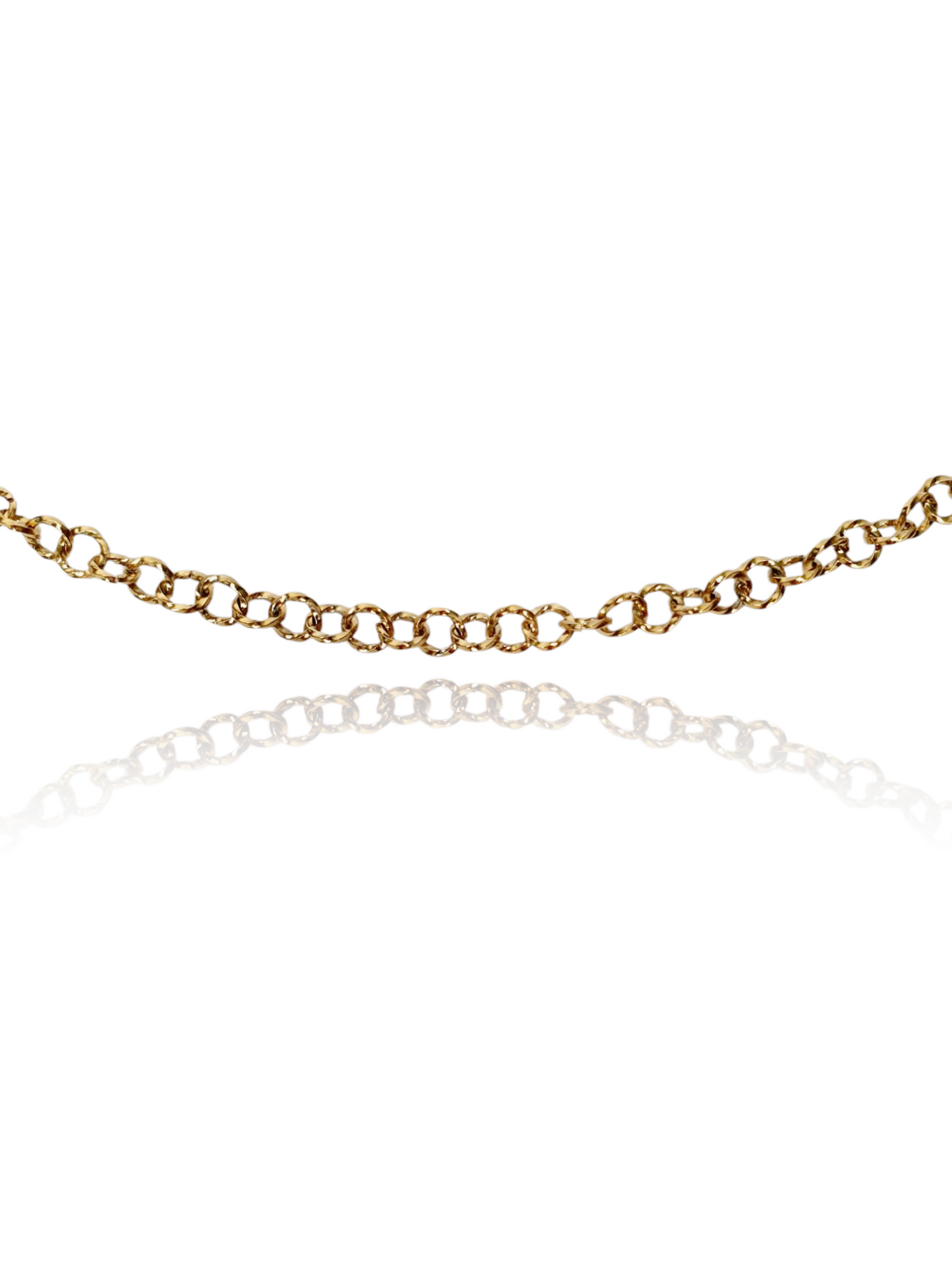 Chaîne de cheville maillons ronds striés (personnalisable) - doré
