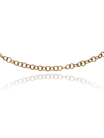Chaîne de cheville maillons ronds striés (personnalisable) - doré