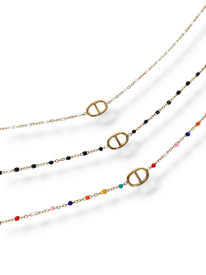 Chaîne de cheville AGATA & petites perles - doré | Coloris au choix