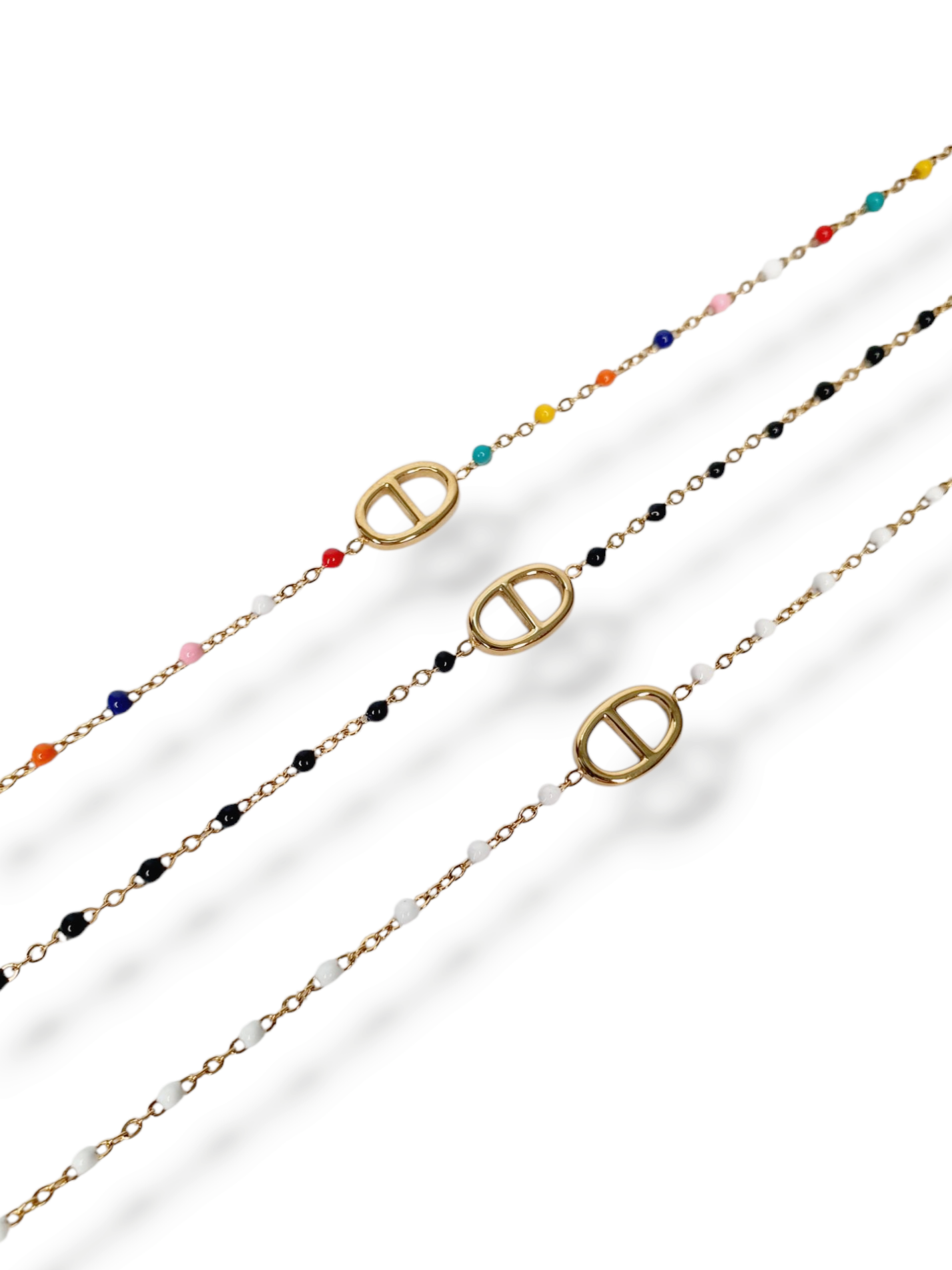 Chaîne de cheville AGATA & petites perles - doré | Coloris au choix