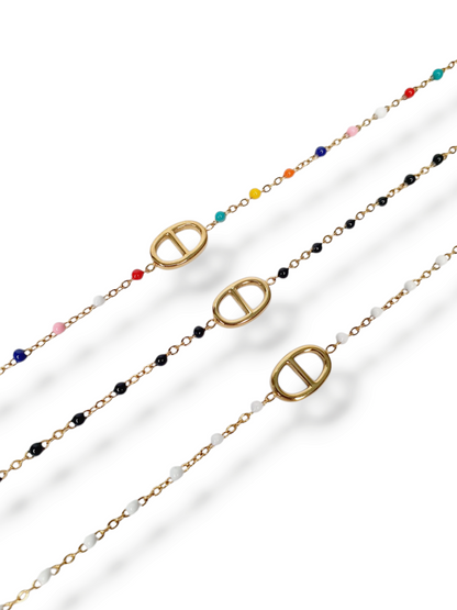 Chaîne de cheville AGATA & petites perles - doré | Coloris au choix