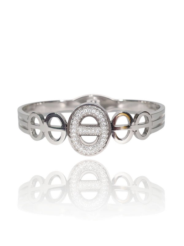 Bracelet jonc AGATA zircons - argenté