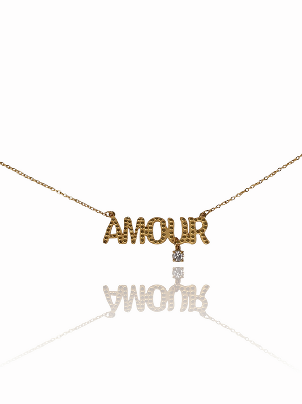 Collier AMOUR zircon - doré
