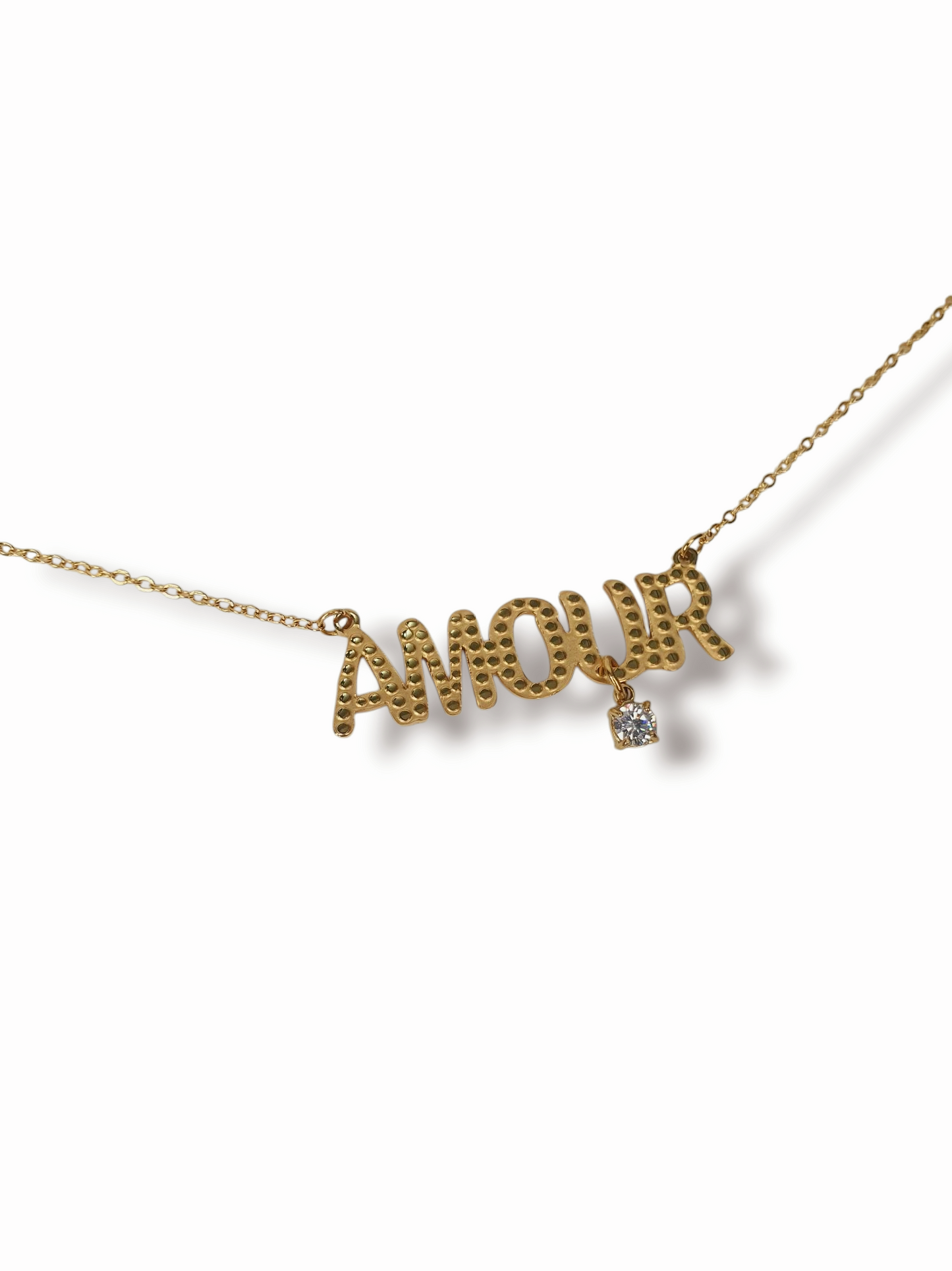Collier AMOUR zircon - doré