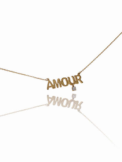 Collier AMOUR zircon - doré