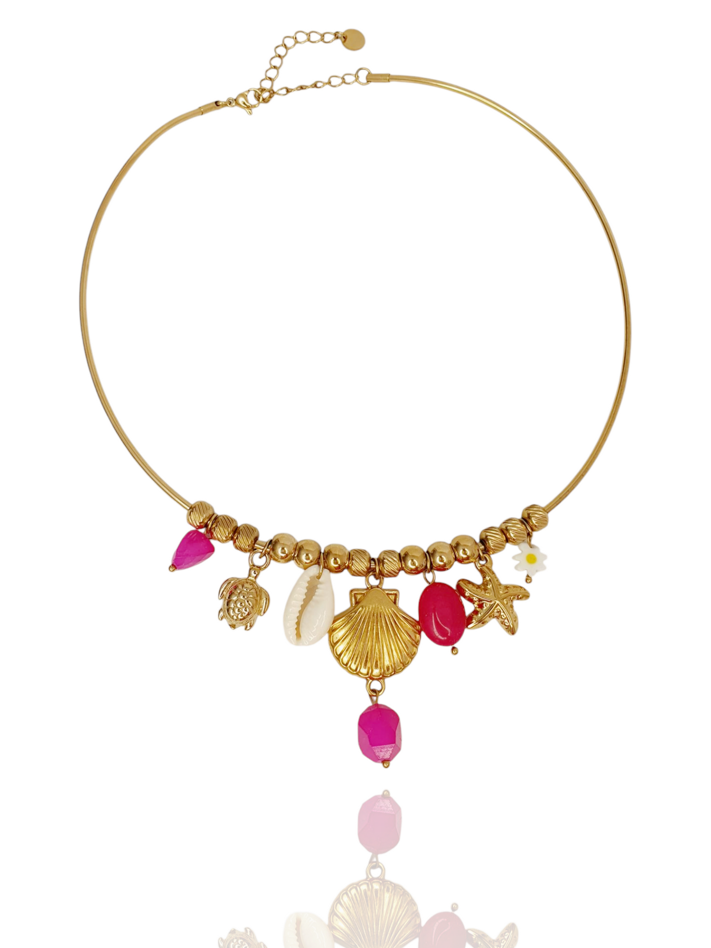 Chocker breloques avec éclats fushia | Doré