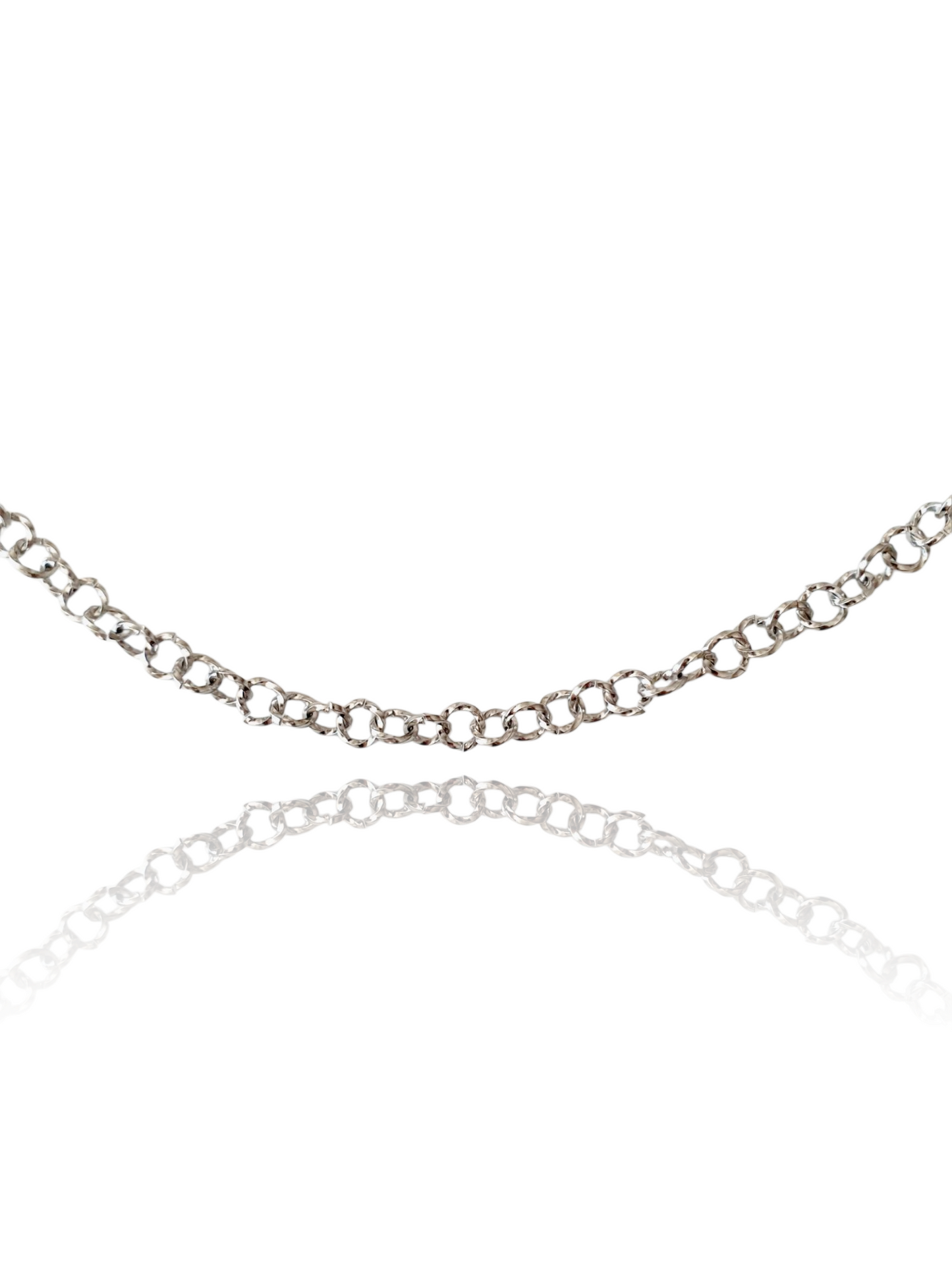Bracelet maillons ronds striés (à personnaliser) - argenté