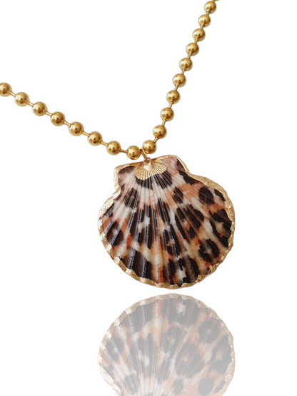 Collier coquillage léopard - doré