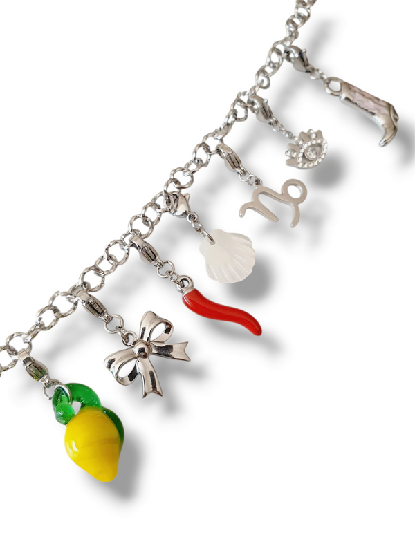 Bracelet maillons ronds striés (à personnaliser) - argenté