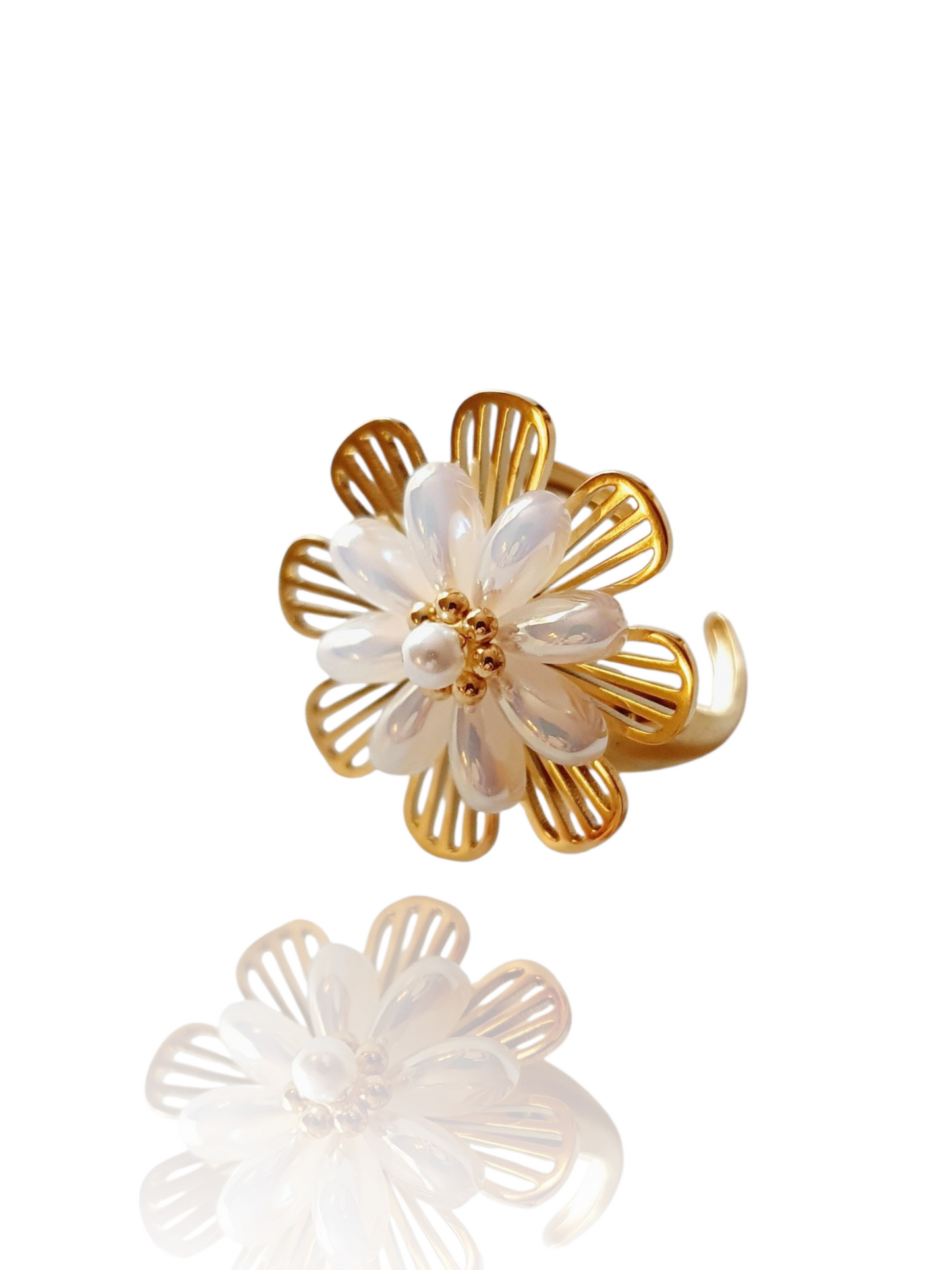 Bague rotative anti-stress FLEUR DE SÉRÉNITÉ - doré