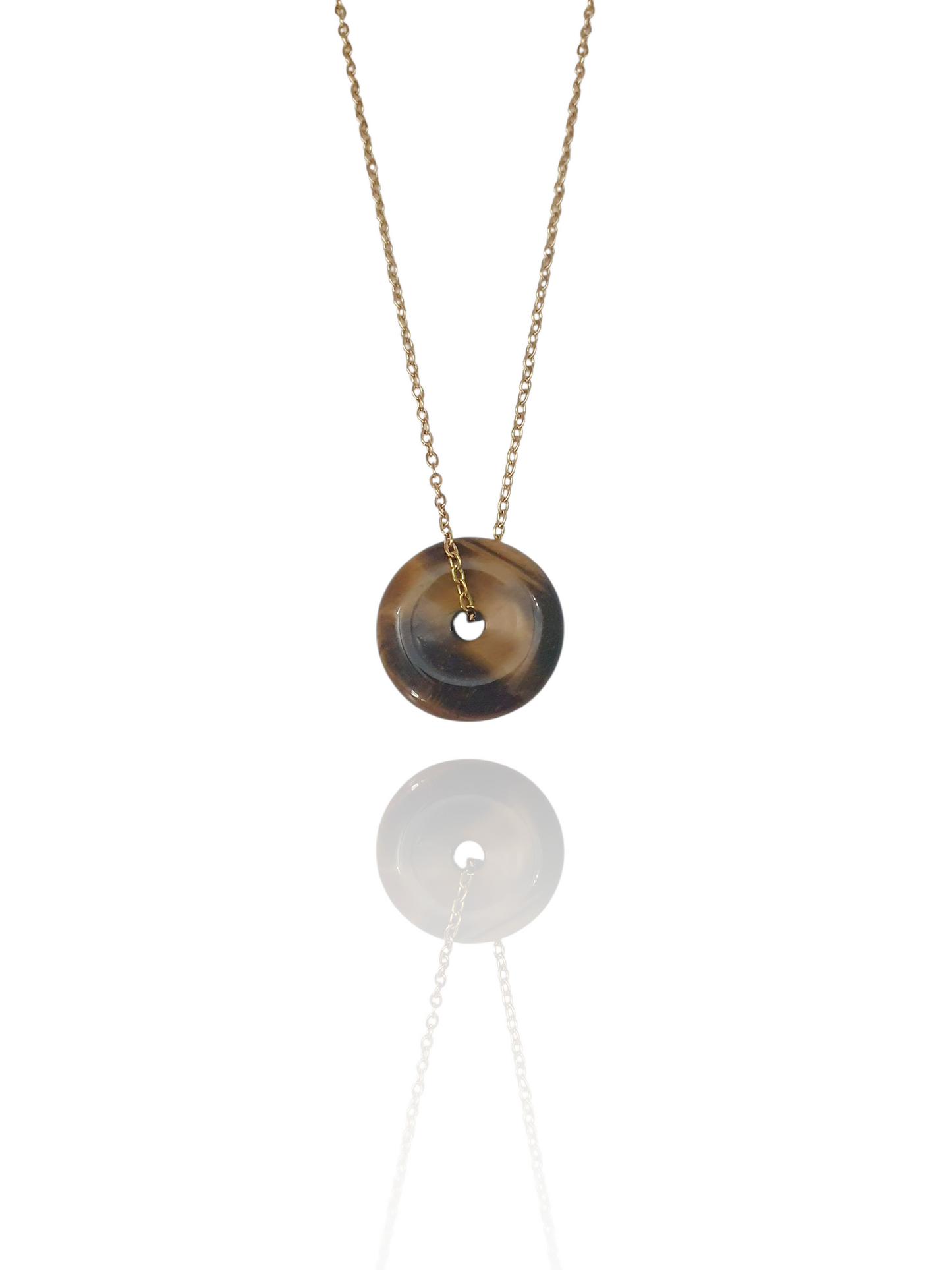 Collier médaillon en pierre - doré | Pierre naturelle au choix