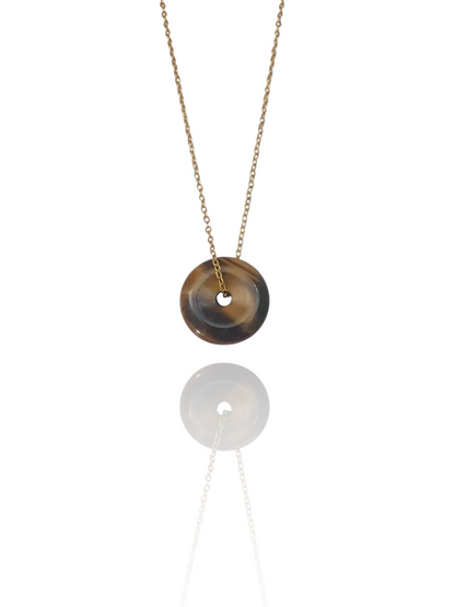 Collier médaillon en pierre - doré | Pierre naturelle au choix