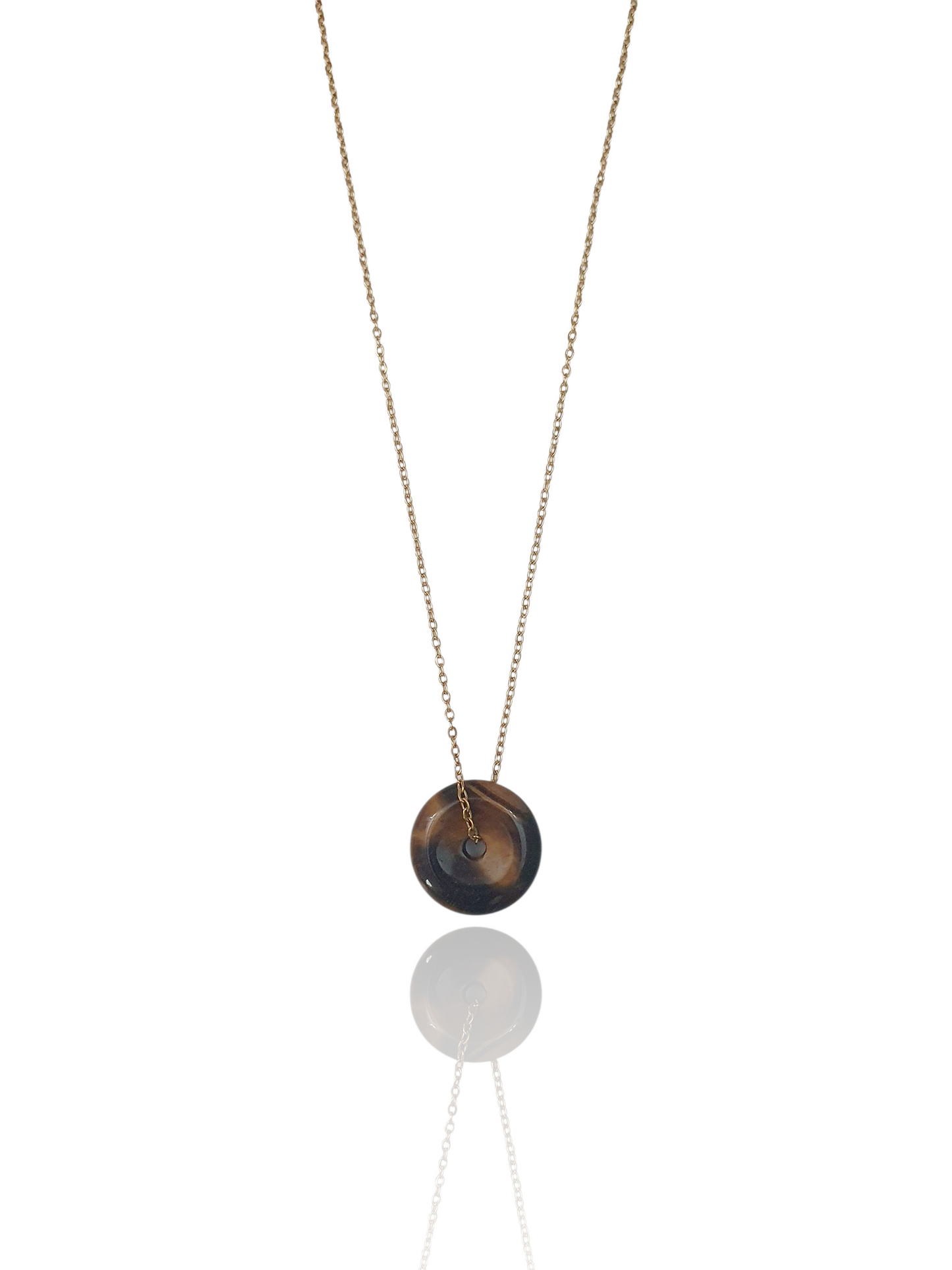 Collier médaillon en pierre - doré | Pierre naturelle au choix
