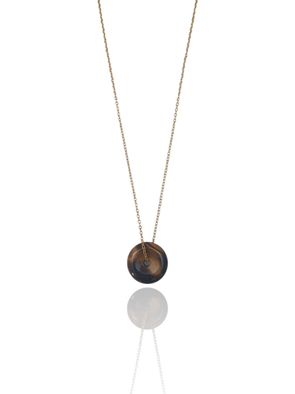 Collier médaillon en pierre - doré | Pierre naturelle au choix