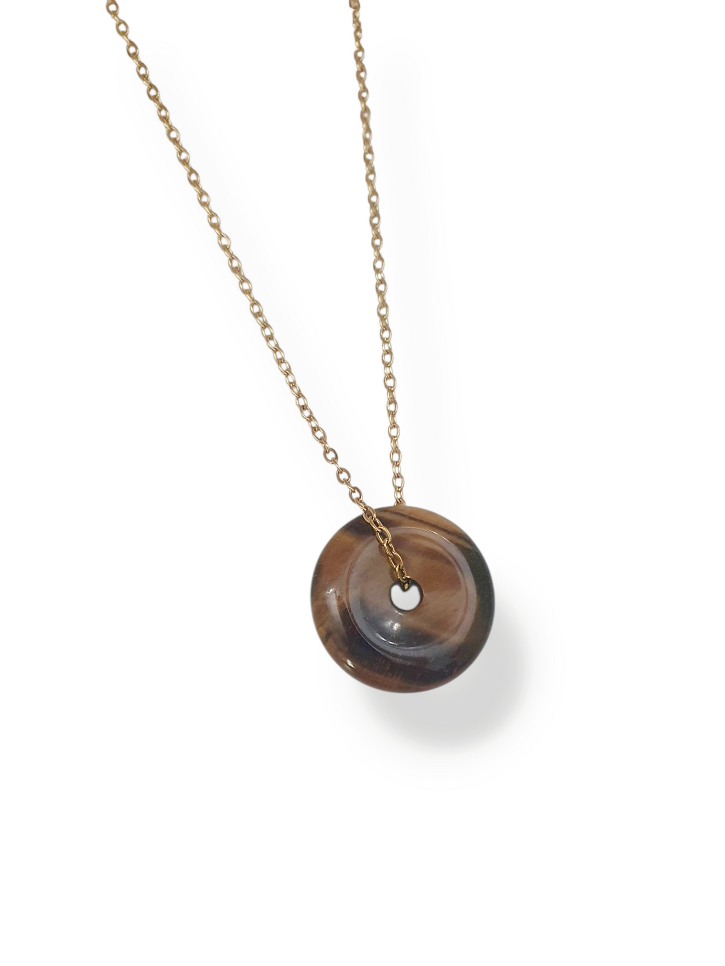 Collier médaillon en pierre - doré | Pierre naturelle au choix