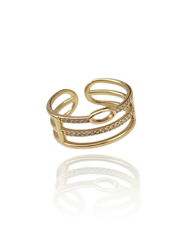 Bague AGATA strass - doré
