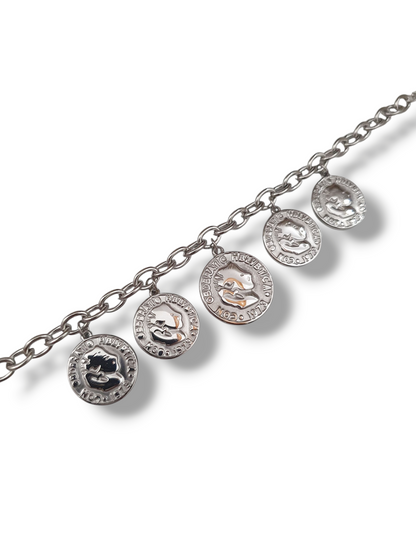 Bracelet multi-médaillons - argenté